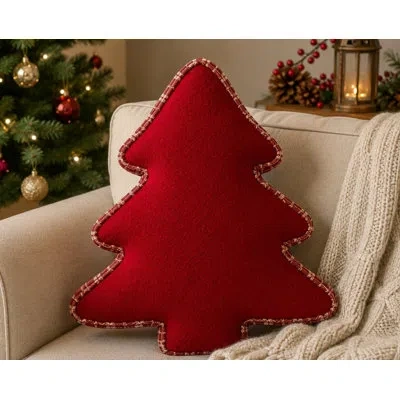 Fennco Styles Red Christmas Tree Decorative Filled Throw Pillow, 18 X 20 Inch Holiday Accent Pillow