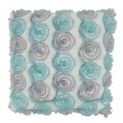 Fennco Styles Romantic 3d Rose Textured Decorative Throw Pillow Cover 17 X 17 Inch In Pillow Cover Only - No Insert,mint
