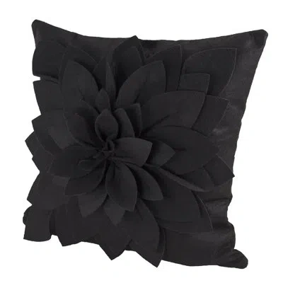 Fennco Styles Sara's Garden Polyester Throw Square Pillow Cover & Insert In Black