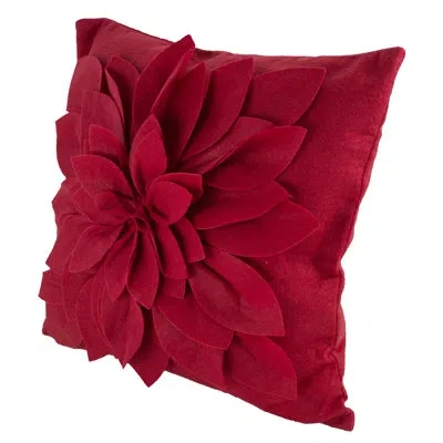 Fennco Styles Sara's Garden Polyester Throw Square Pillow Cover In Red