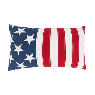 Fennco Styles Star, Striped Reversible Throw Pillow In Blue;white;red