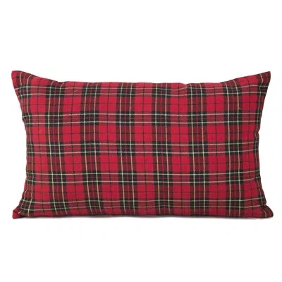 Fennco Styles Tartan Plaid Holiday Throw Pillow With Inserts In Red,black