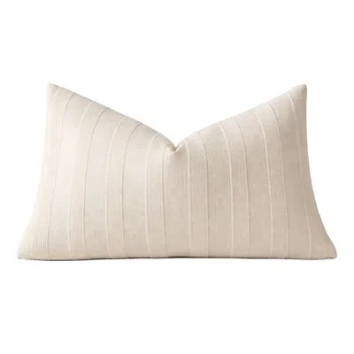 Fennco Styles Textured Striped Lumbar Throw Pillow With Insert - Modern Accent Pillow For Couch, Home And Neutral  In Beige
