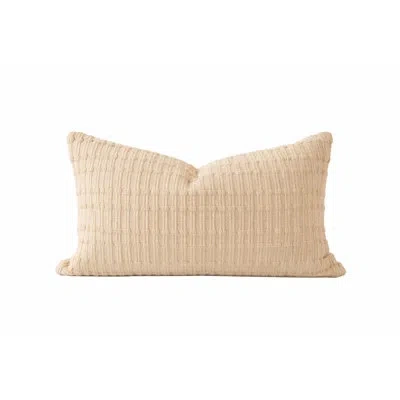 Fennco Styles Woven Textured Cotton Blend Decorative Throw Pillow Cover In Beige