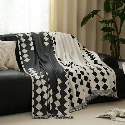 Fennco Styles Woven Throw Blanket In Black;white