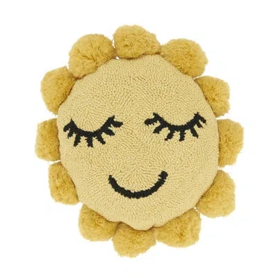 Fennco Styles Yellow Lovely Sunshine Poly Filled Plush Throw Pillow 13" Round