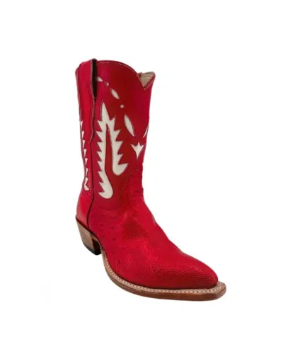 Fenoglio Women's Smooth Ostrich Short Boots In Red