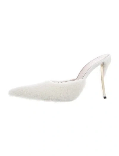 Pre-owned Fenty Faux Fur Mules In White