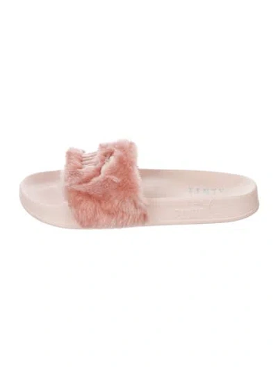Pre-owned Fenty X Puma Faux Fur Faux Fur Trim Slides In Pink
