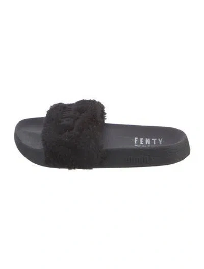 Pre-owned Fenty X Puma Faux Fur Slides In Black