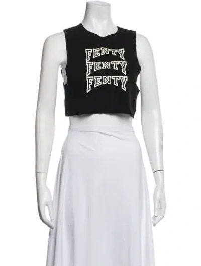 Pre-owned Fenty X Puma Graphic Print Crew Neck Crop Top In Black