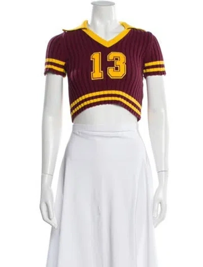 Pre-owned Fenty X Puma Graphic Print V-neck Sweater In Burgundy