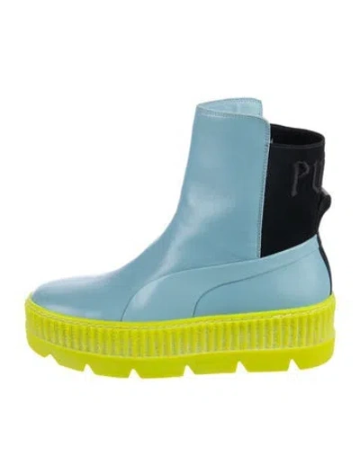 Pre-owned Fenty X Puma Leather Boots In Black/blue/green