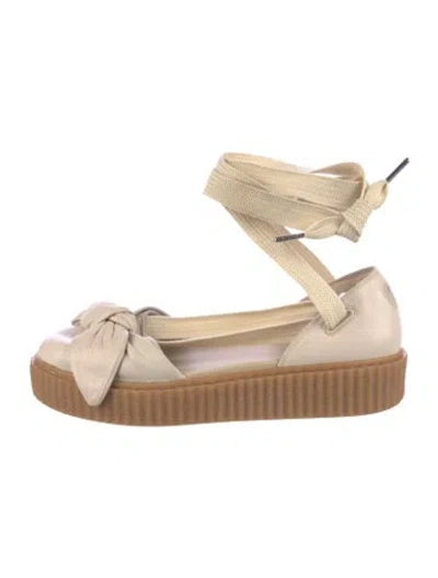 Pre-owned Fenty X Puma Leather Bow Accents Flats In Neutrals