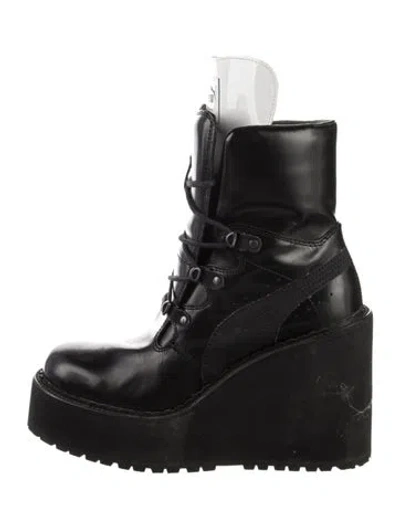 Pre-owned Fenty X Puma Leather Chain-link Accents Combat Boots In Black