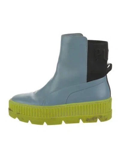 Pre-owned Fenty X Puma Leather Chelsea Boots In Blue
