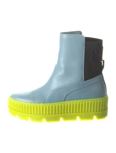 Pre-owned Fenty X Puma Leather Colorblock Pattern Sock Boots In Blue