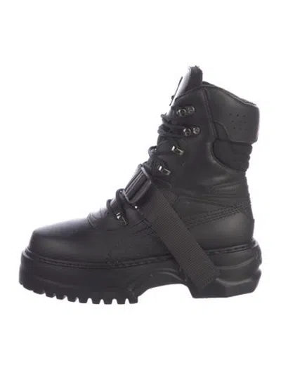 Pre-owned Fenty X Puma Leather Combat Boots In Black