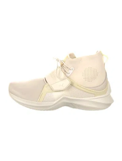 Pre-owned Fenty X Puma Leather Mesh Accents Wedge Sneakers In Neutral