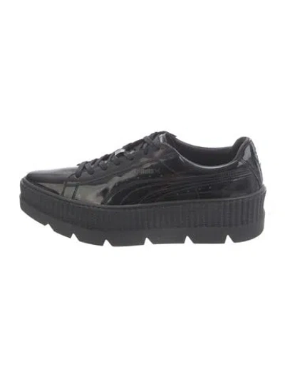Pre-owned Fenty X Puma Patent Leather Chunky Sneakers In Black