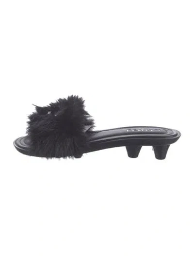 Pre-owned Fenty X Puma Rubber Faux Fur Trim Slides W/ Tags In Black