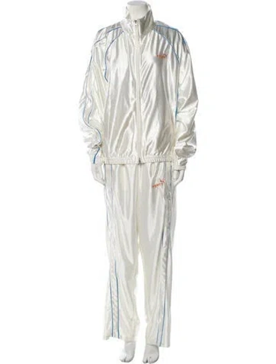 Pre-owned Fenty X Puma Striped Embroidered Accent Tracksuit W/ Tags In White
