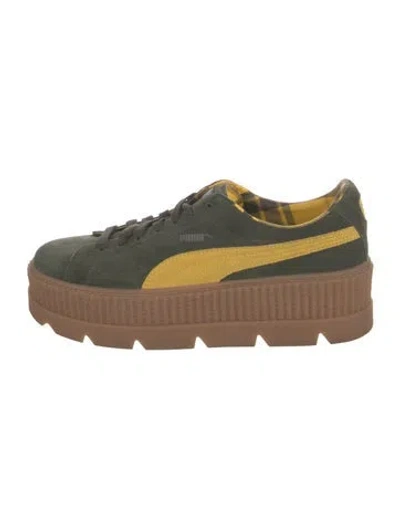 Pre-owned Fenty X Puma Suede Colorblock Pattern Chunky Sneakers In Green