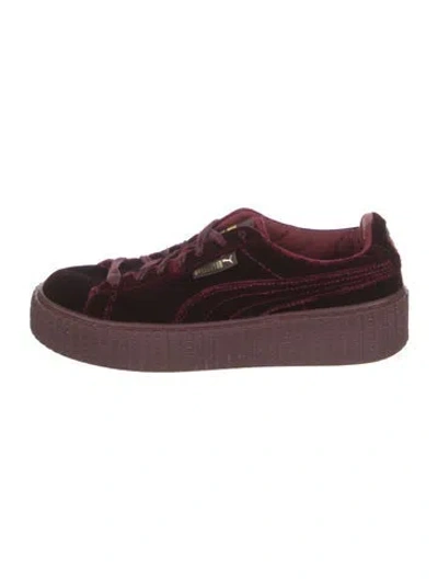 Pre-owned Fenty X Puma Velvet Leather Trim Embellishment Sneakers In Burgundy