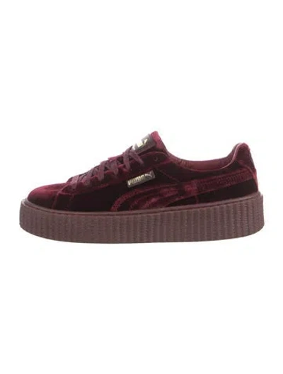 Pre-owned Fenty X Puma Velvet Sneakers In Burgundy