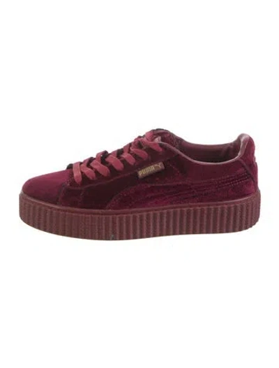 Pre-owned Fenty X Puma Velvet Sneakers In Burgundy