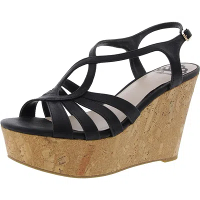 Fergalicious By Fergie Roxine Womens Strappy Manmade Platform Heels In Black