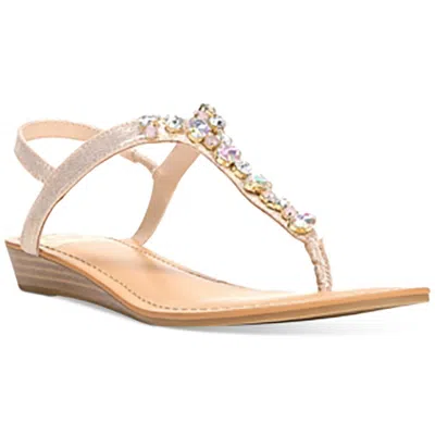 Fergalicious By Fergie Tasso Womens Jeweled Manmade Thong Sandals In Gold