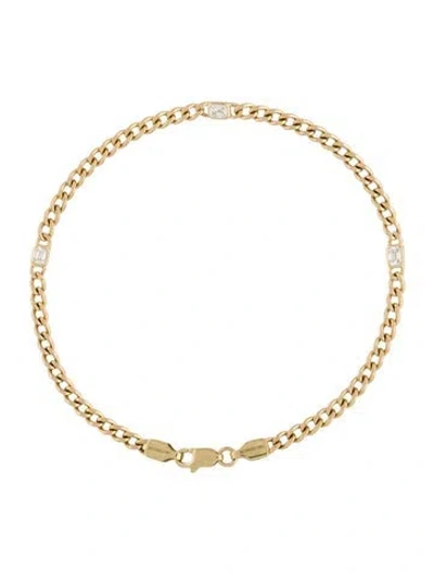 Pre-owned Ferko's 14k Diamond Cuban Link Station Bracelet In Multi
