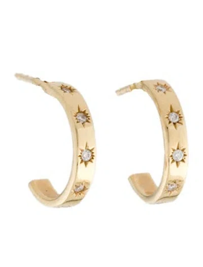 Pre-owned Ferko's 14k Diamond Minimal Hoop Stud Earrings In Multi