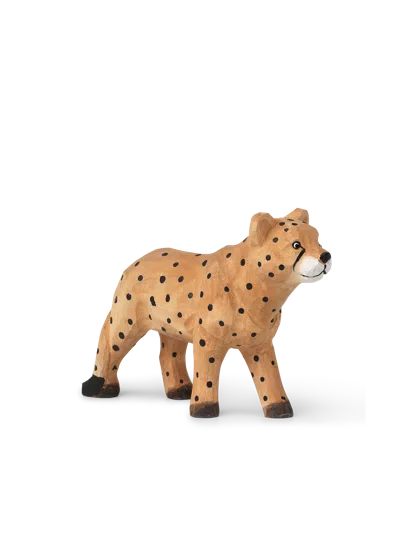 Ferm Living Animal Hand-carved Cheetah In Neutral