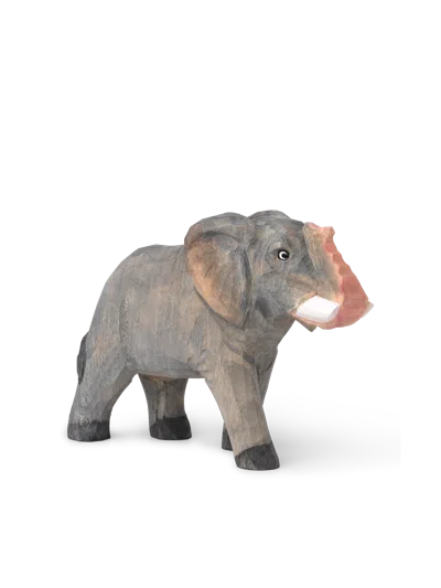 Ferm Living Animal Hand-carved Elephant In Gray