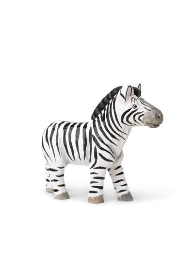 Ferm Living Animal Hand-carved Zebra In Animal Print