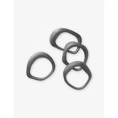 Ferm Living Black Brass Flow Set Of Four Brass Napkin Rings