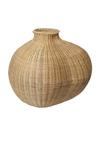 Ferm Living Bola Braided Floor Vase In Brown