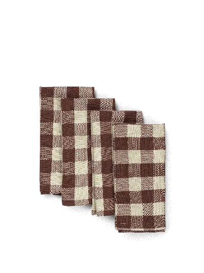 Ferm Living Bothy Check Napkins In Brown