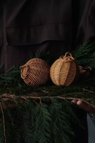 Ferm Living Braided Baubles, Set Of 2 In Beige