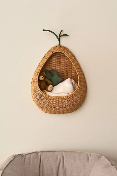 Ferm Living Braided Fruit Hanging Wall Pocket In Brown