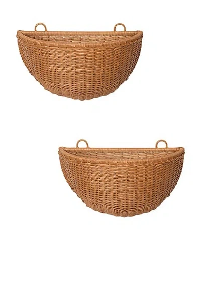 Ferm Living Braided Wall Pockets In Brown