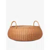 Ferm Living Brown Braided Low Rattan Basket 32cm In Brown