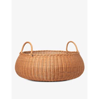 Ferm Living Brown Braided Low Rattan Basket 32cm