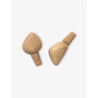 Ferm Living Cairn Wooden Wine Stoppers Set Of Two Oak