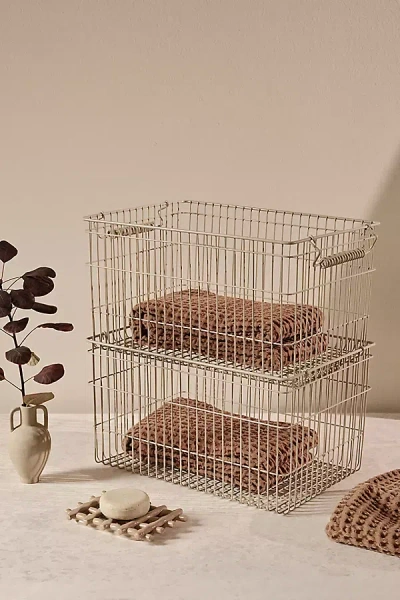 Ferm Living Cala Stackable Iron Baskets, Set Of 2 In Silver