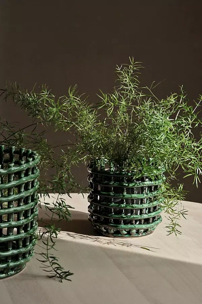 Ferm Living Ceramic Basket In Green