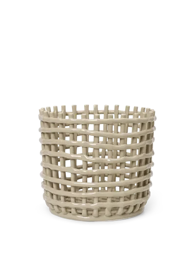 Ferm Living Ceramic Basket In Neutral