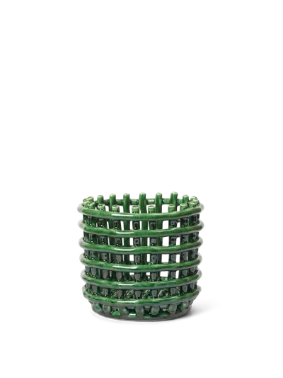 Ferm Living Ceramic Basket In Green